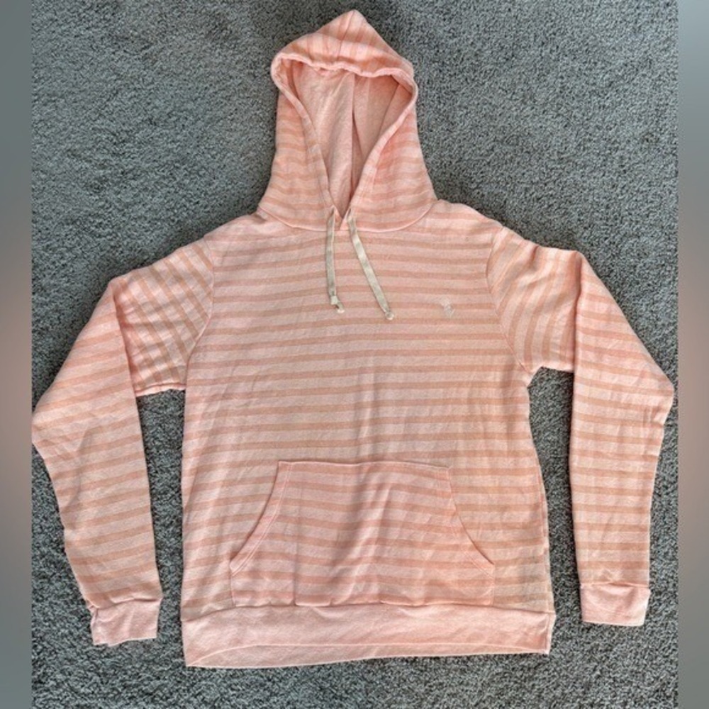 OBEY PROPAGANDA Women's Striped Hoodie Peach‎ Pink Casual Comfort Size Medium